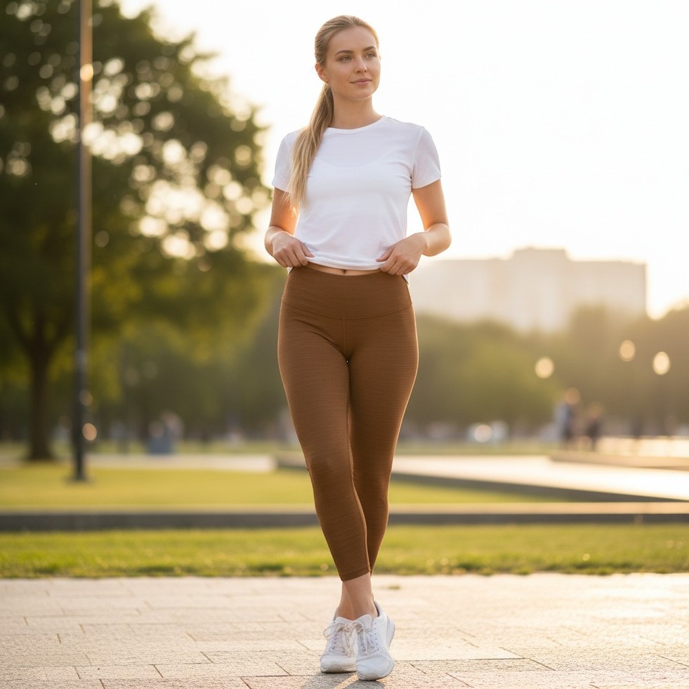 Athleta Elation Space Dye 7/8 Tight Brown Spiced Noble Beige High Rise Yoga 3X